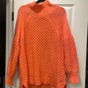 Anthropologie mock turtleneck sweater in Coral